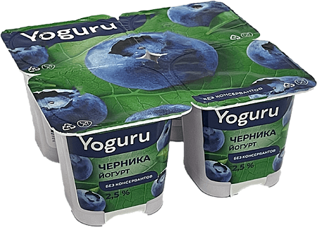 Детальное Фото майогурт"yoguru" 2,5% 125гр черника ст "п" (24шт)