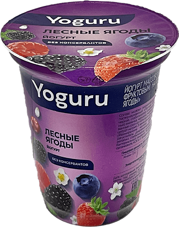 Детальное Фото ма йогурт "yoguru" 1,5% 310гр стакан лесные ягоды (12шт)