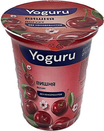 Детальное Фото ма йогурт "yoguru" 1,5% 310гр стакан вишня (12шт)